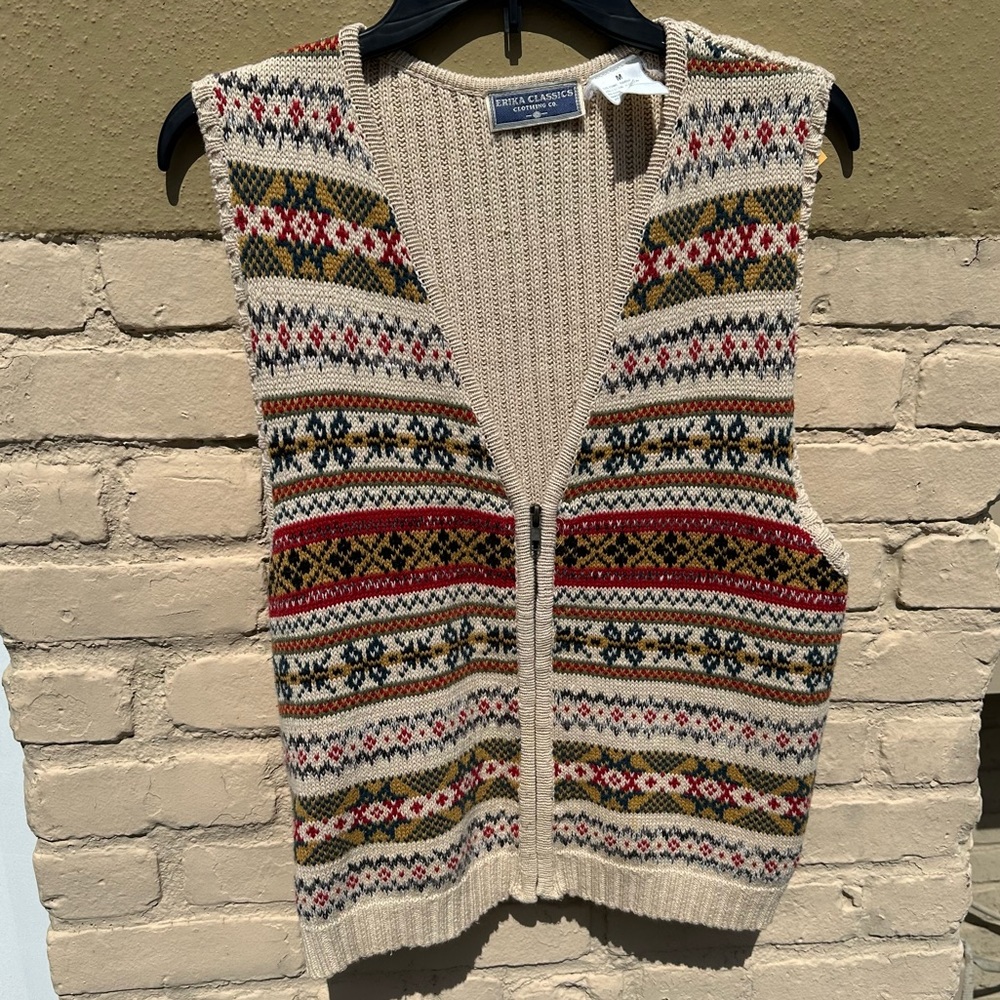 Retro Knit Zip-Up Vest
